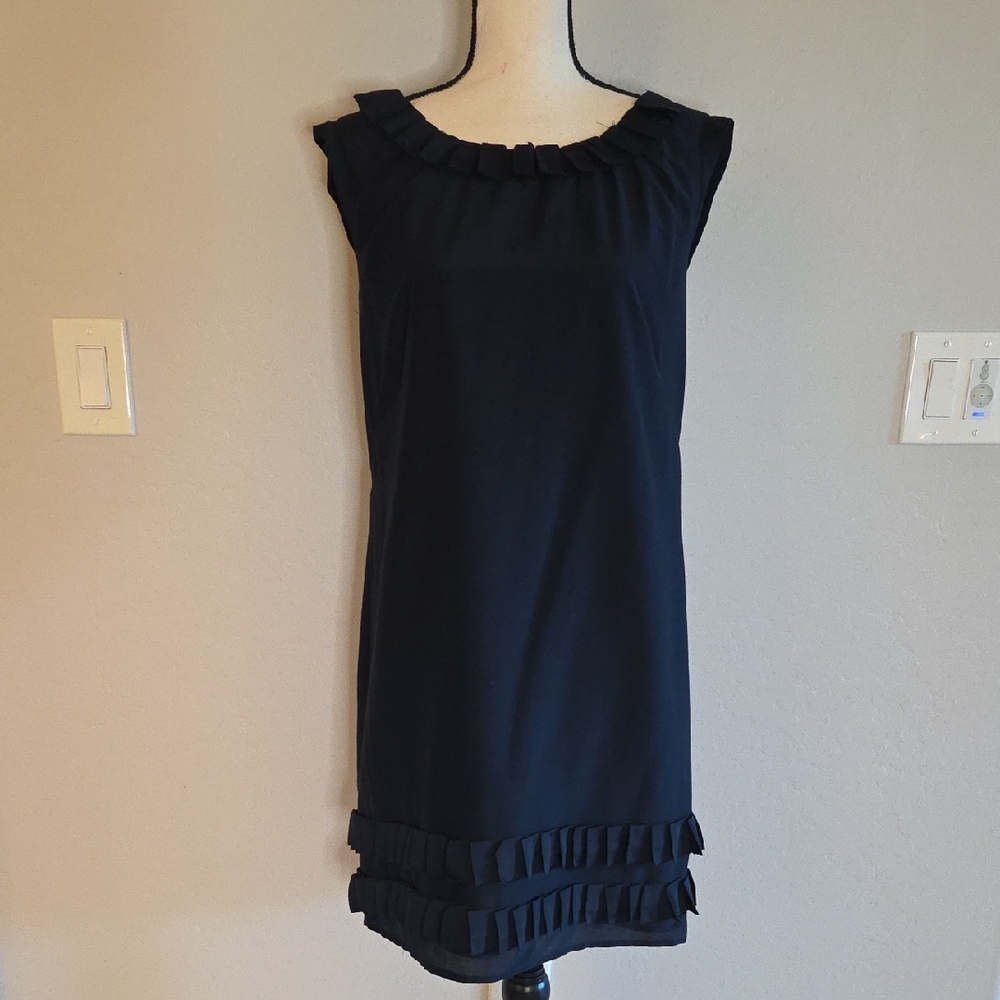 LOFT Women's Elegant Blue Sleeveless Shift Dress With Ruffle For Party Size 6 - Picture 1 of 8